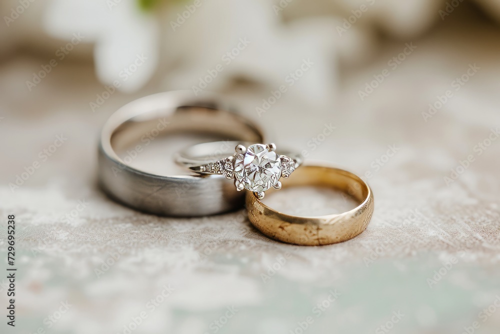 Wedding rings on the background of spring flowers. Wedding details. Wedding rings on the background of spring flowers. Wedding details.