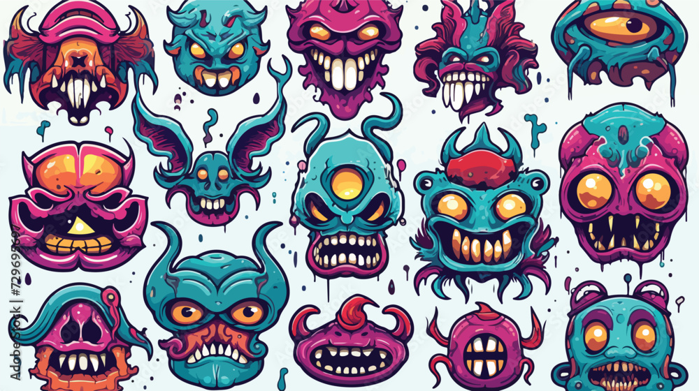 Vector collection of stickers vector 2D illustration.