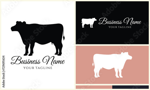 silhouette cow buffalo logo template