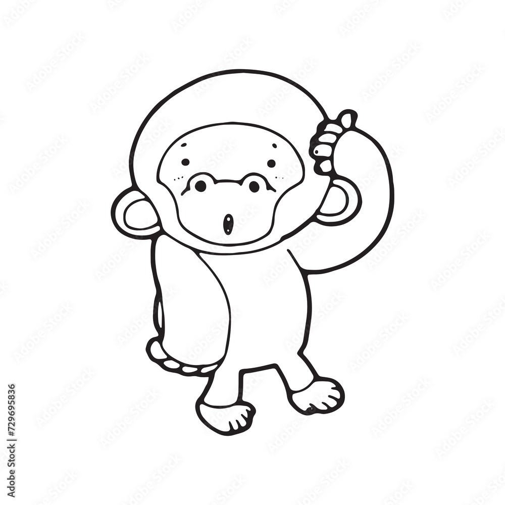 Obraz premium gorilla doodle vector illustration isolated on white background