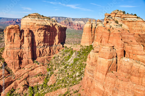 Aerial View of Sedona Red Rock Cliffs and Desert Vegetation