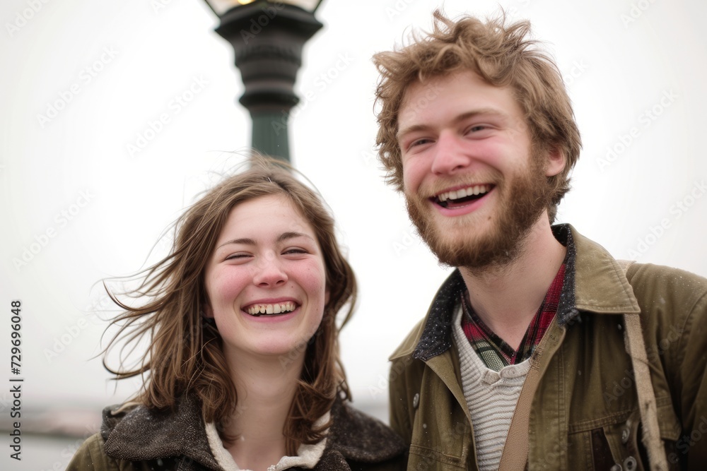 Portrait of a happy young couple in Paris, France. Travel concept. Portrait of a happy young couple in Paris, France. Travel concept.