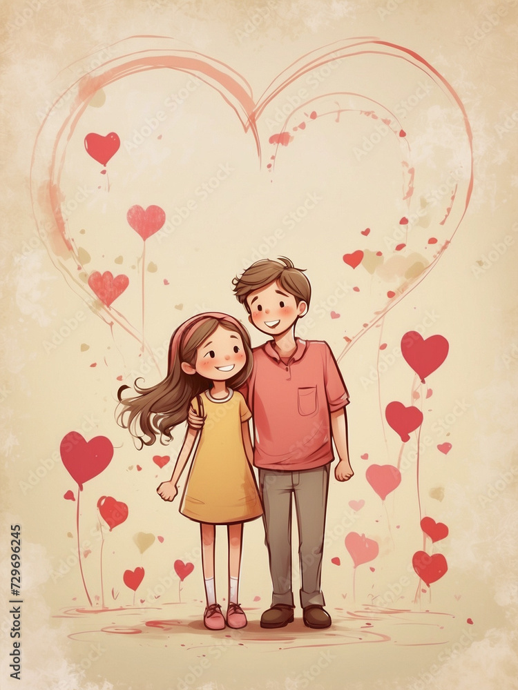 illustration showing the bond of love between two lovers illustration showing the bond of love between two lovers