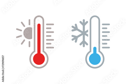 Thermometer with sun and snowflake icon