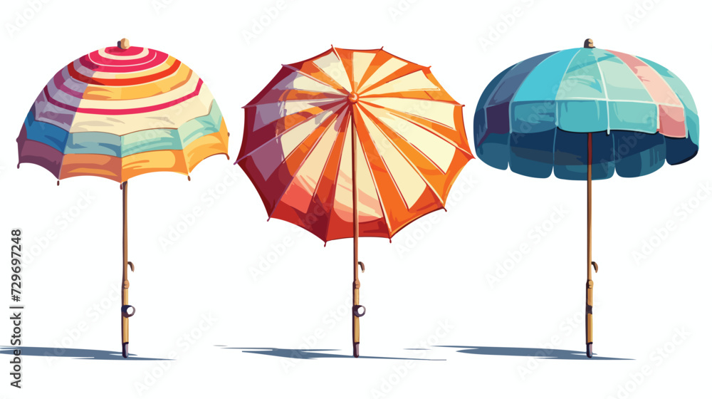 Vector set of beach umbrellas vector 2D illustration.