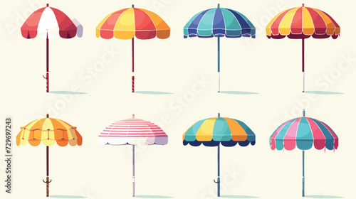 Vector set of beach umbrellas vector 2D illustration.