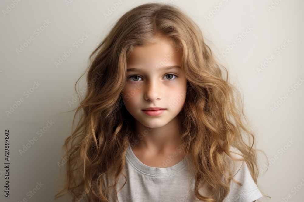 Portrait of a beautiful little girl with long wavy hair. Portrait of a beautiful little girl with long wavy hair.