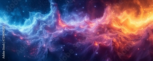Abstract cosmos space background, with vibrant colors and intricate elements
