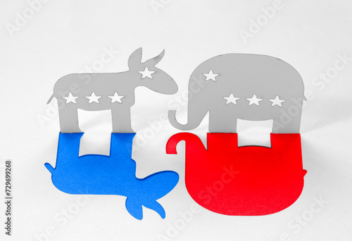 american election showing their color mascots paper stencil photo