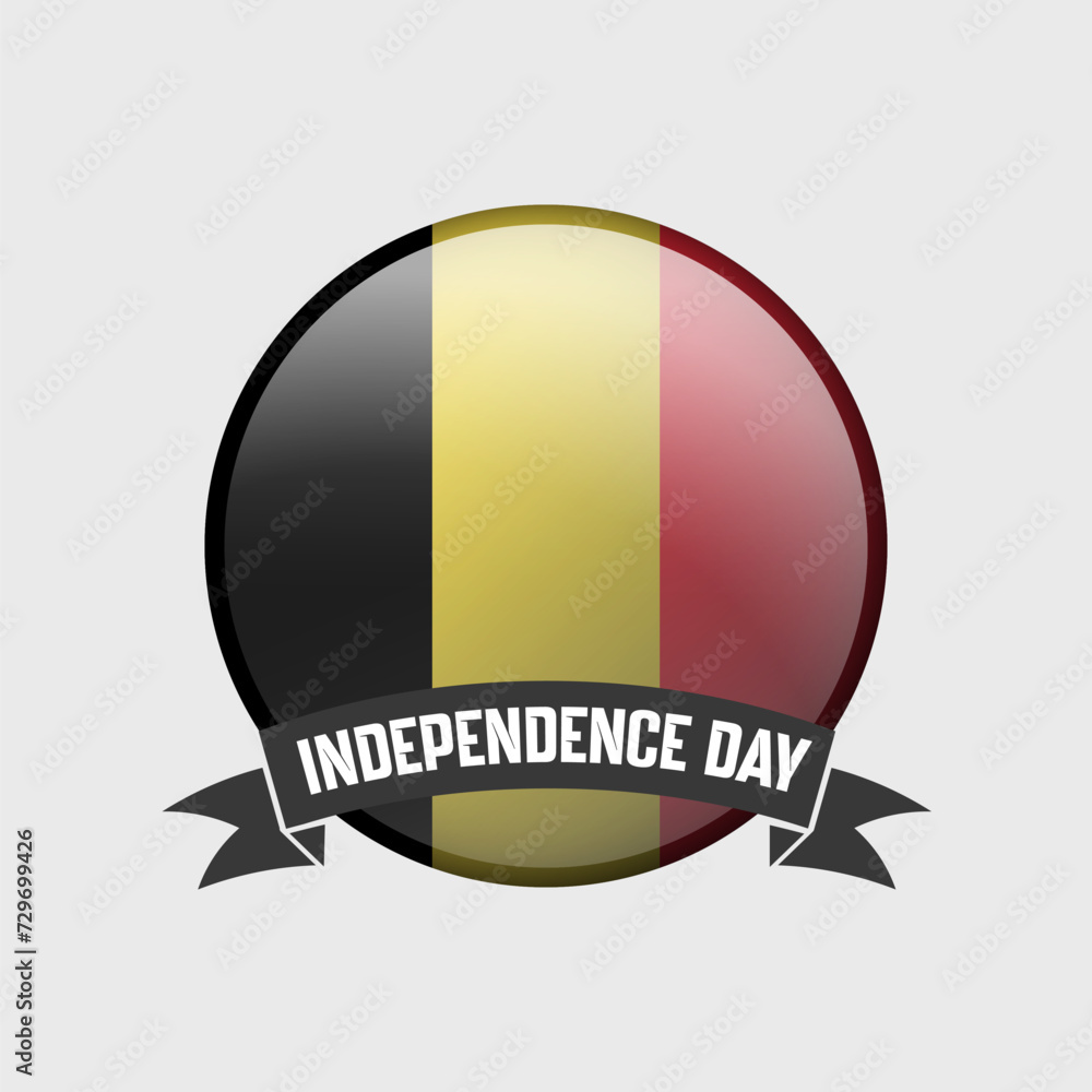 Belgium Round Independence Day Badge Belgium Round Independence Day Badge