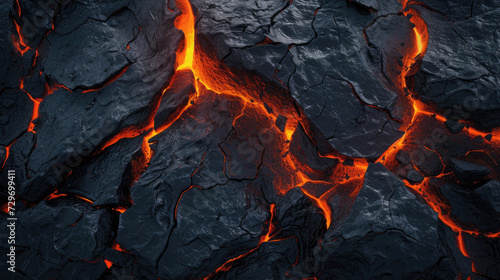close up lava coal with clacks 