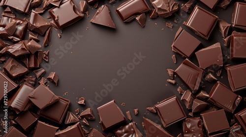 Chocolate frame on monotone background
