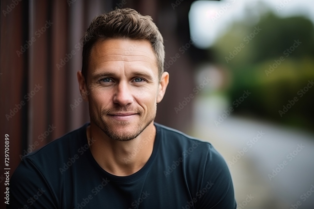 Portrait of a handsome young man in a black T-shirt Portrait of a handsome young man in a black T-shirt