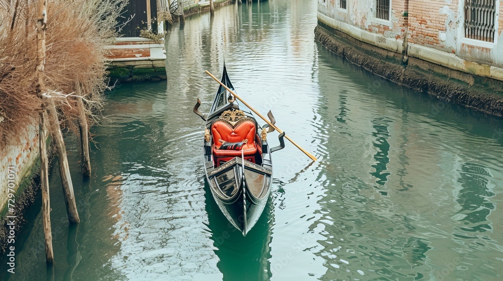 Gondola on the canal in Venice, ITALY.
