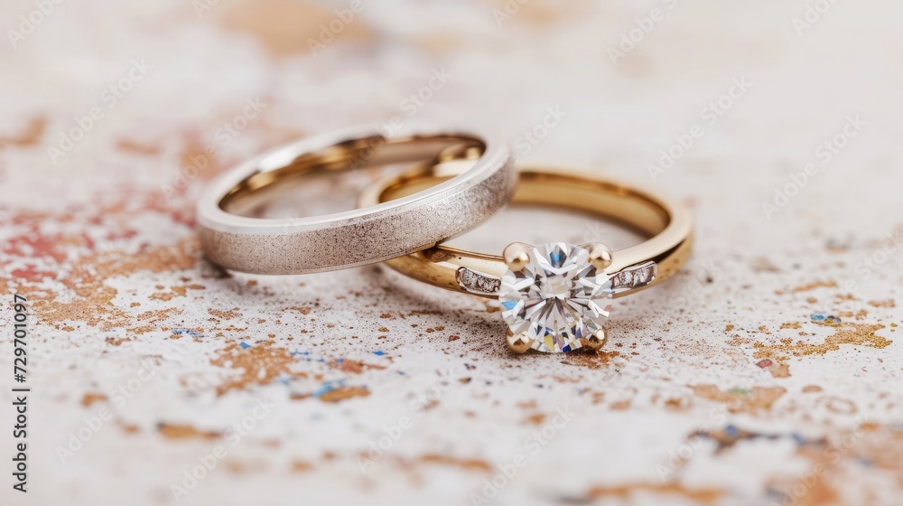 Wedding rings on the background of spring flowers. Wedding details. Wedding rings on the background of spring flowers. Wedding details.