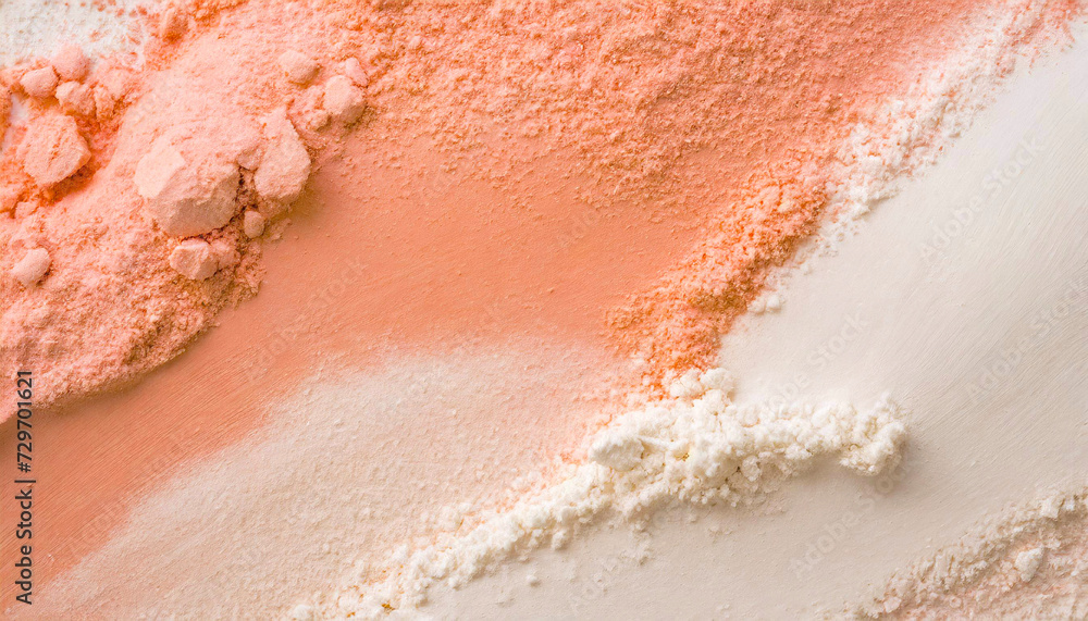 Fototapeta premium closeup image of coral pink and ivory powder texture , 16:9 widescreen background / wallpaper,