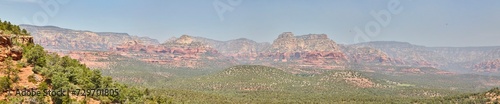 Sedona Red Rock Panorama with Clear Blue Sky from Elevated Viewpoint