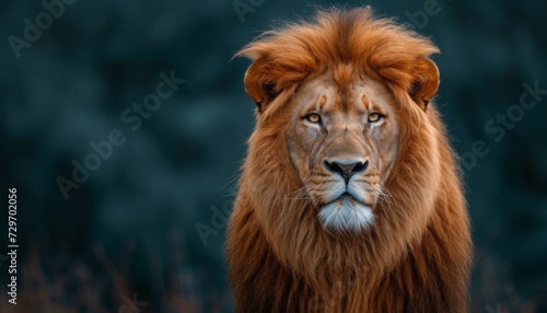 Portrait of a male lion on a black background. Close-up © ND STOCK