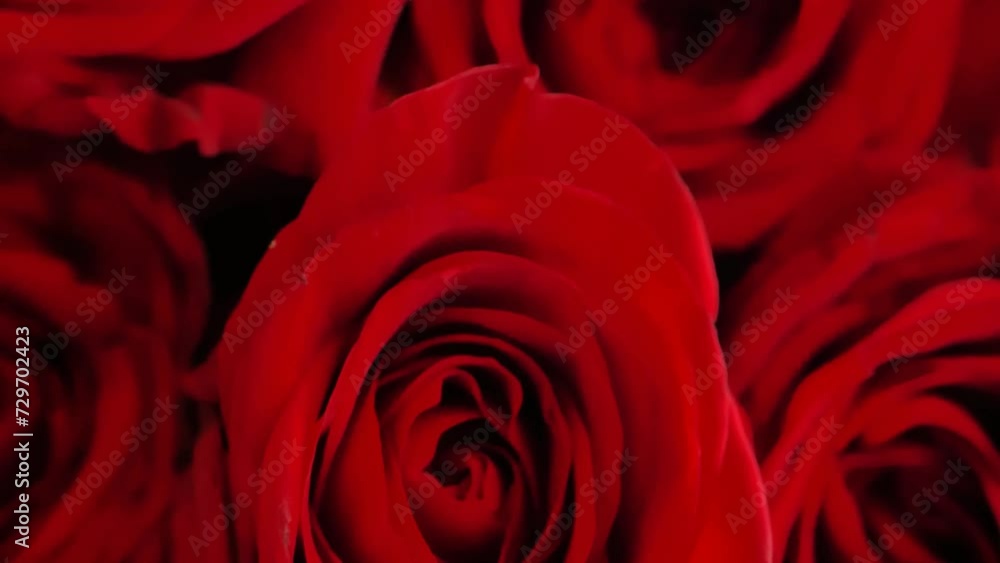 Red roses background. Romantic red bouquet. Valentines Day flowers. huge bouquet of one hundred red roses. 4k footage Red roses background. Romantic red bouquet. Valentines Day flowers. huge bouquet of one hundred red roses. 4k footage