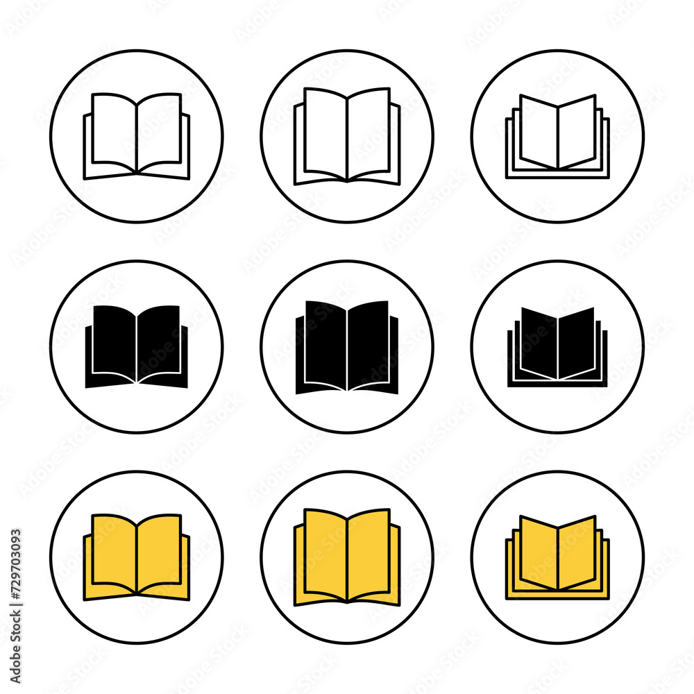 Book icon set vector. open book sign and symbol. ebook icon Book icon set vector. open book sign and symbol. ebook icon