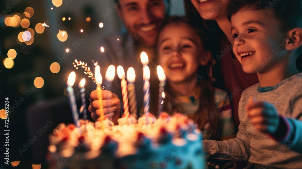 Happy Birthday To You: Celebrating in the Comfort of Home, Selective Focus on the Birthday Cake Captures the Joy of a Family, Where Parents and Kid Share Heartwarming Moments Together.
Happy Birthday To You: Celebrating in the Comfort of Home, Selective Focus on the Birthday Cake Captures the Joy of a Family, Where Parents and Kid Share Heartwarming Moments Together.