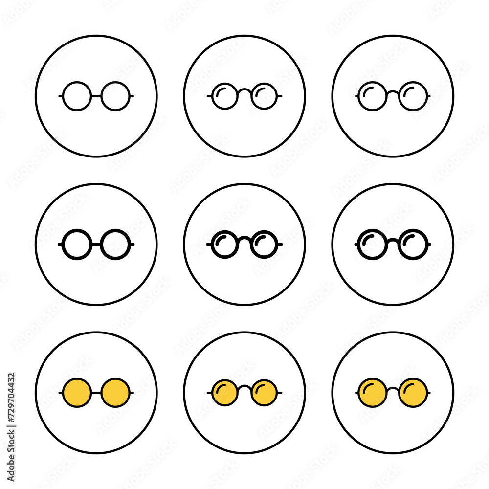 Glasses icon set vector. Glasses sign and symbol Glasses icon set vector. Glasses sign and symbol