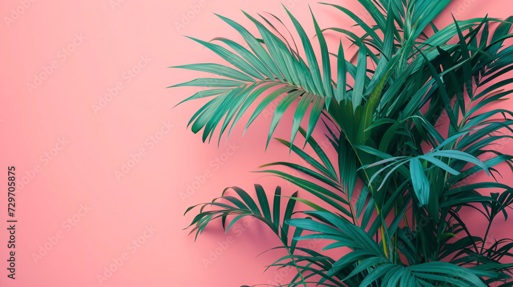 Plants with a pink background provide ample space for textual content in a lifestyle fashion banner Background