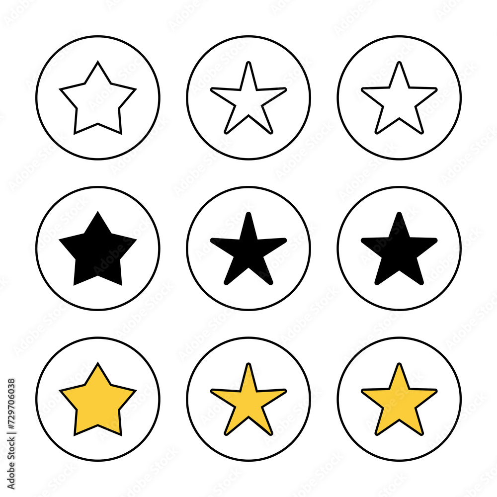 Star Icon set vector. rating sign and symbol. favourite star icon Star Icon set vector. rating sign and symbol. favourite star icon