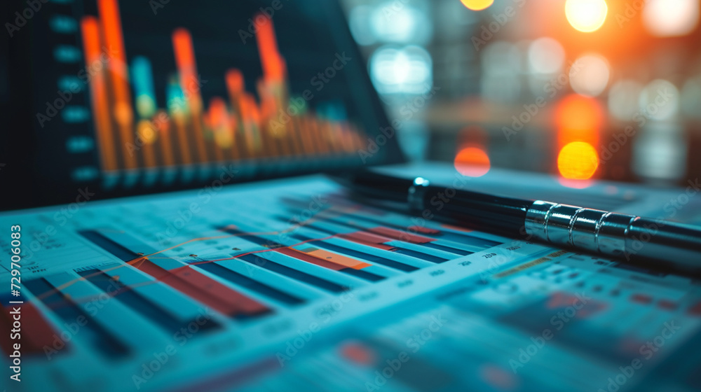 Obraz premium Business audit stock financial finance management on analysis data strategy with graph accounting marketing or report chart economy investment research profit concept.data, audit, graph, analysis.