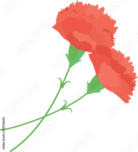 母の日に使える赤いカーネーションの花束のベクター画像