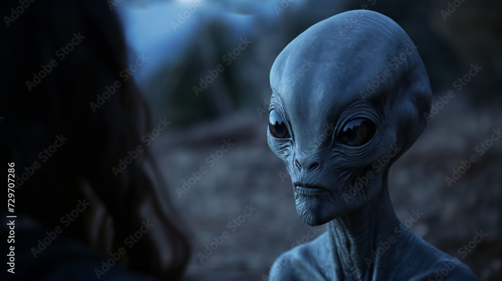 Mysterious Encounter Between Human and Alien Gray Mysterious Encounter Between Human and Alien Gray