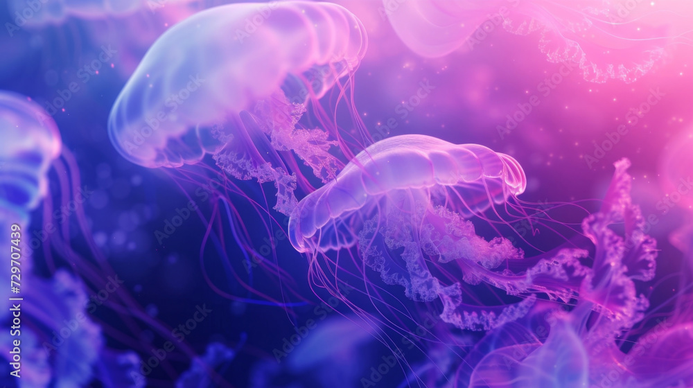 Submerged Elegance Beneath the surface jellyfish move with a quiet and refined elegance as if gliding through an underwater dream. Submerged Elegance Beneath the surface jellyfish move with a quiet and refined elegance as if gliding through an underwater dream.