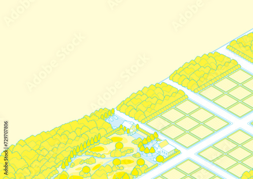 郊外のイラスト. 田園風景のイラスト. 