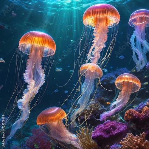 Iridescent Jellyfish Elegance, Underwater © Jolanta