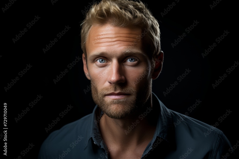 Portrait of a handsome man on a black background. Men's beauty, fashion. Portrait of a handsome man on a black background. Men's beauty, fashion.