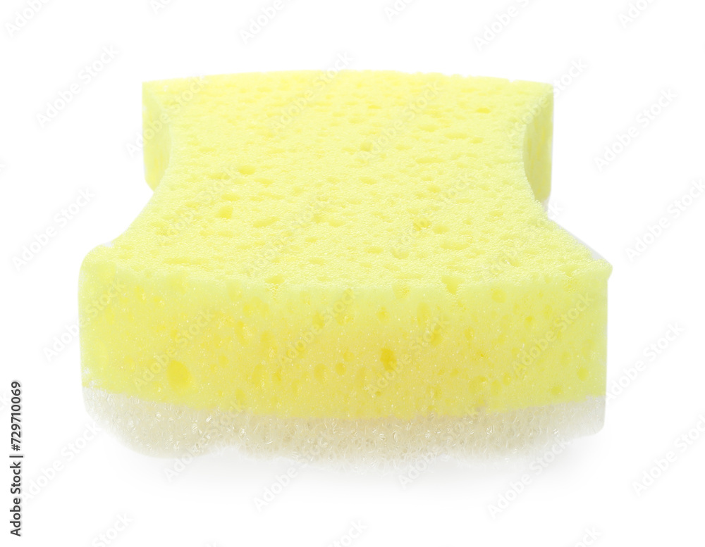 One new yellow sponge isolated on white One new yellow sponge isolated on white
