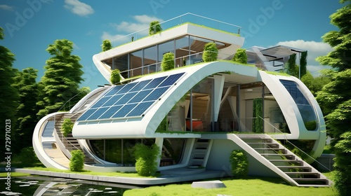 photo solar panels and wind turbines green energy concept © Ilham