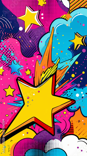 vertical 9:16 abstract colorful comic book pop art style illustration background
