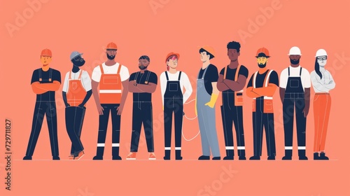 An image of a group of workers wearing uniforms with the company logo representing the positive impact of reshoring on job creation and economic growth for that specific brand. photo
