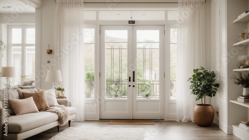 Chic Townhouse Aesthetics: White Glass Door in a Stylish Townhouse Interior - Shot Perspective