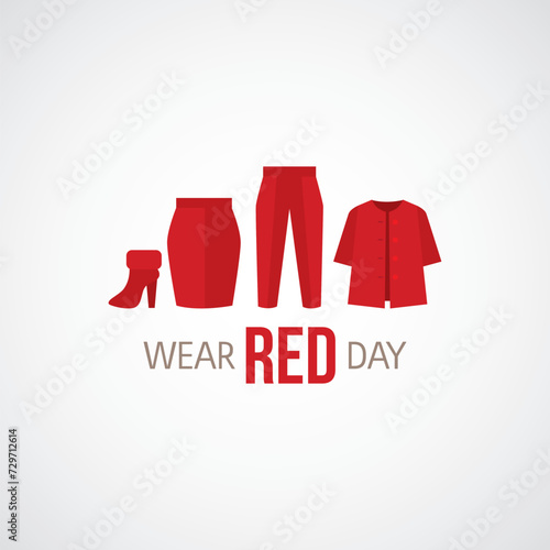 National wear red day vector illustration. National Wear Red Day serves as a valuable reminder to prioritize heart health through healthy lifestyle choices and regular checkups. flat style design.