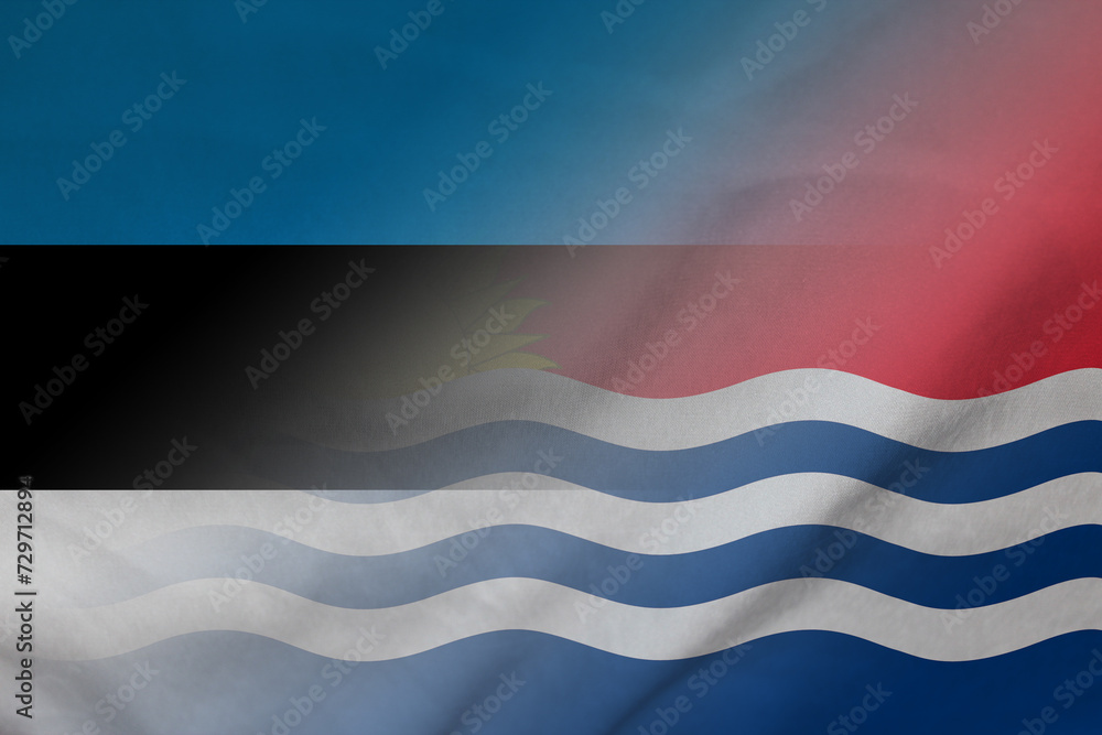 Fototapeta premium Estonia and Kiribati government flag transborder contract KIR EST
