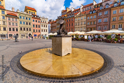 Statue of Mermaid in the Market Square, Warsaw, Poland