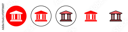 Bank icon set illustration. Bank sign and symbol, museum, university