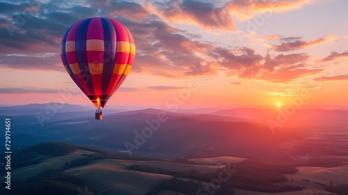 hot air balloon in the morning sunrise sky background