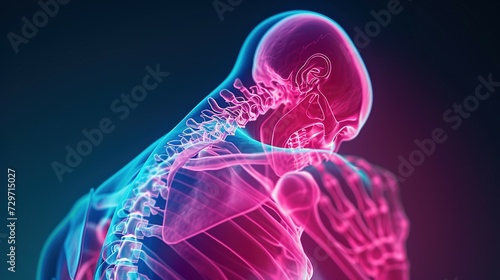 Painful shoulder joints. Frozen shoulder, impingement. 3d illustration photo