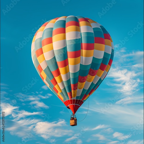 colorful modern hot air balloon flying in the blue sky