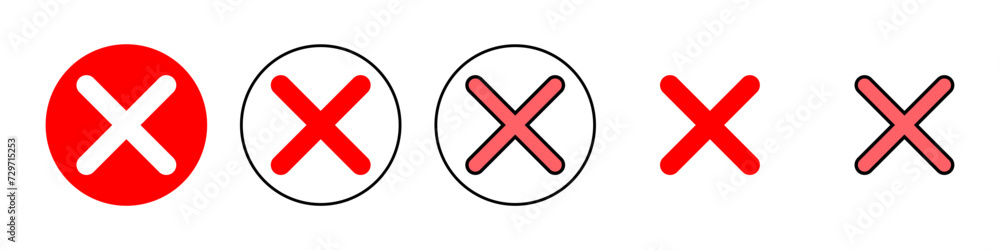 Close icon set illustration. Delete sign and symbol. cross sign Close icon set illustration. Delete sign and symbol. cross sign
