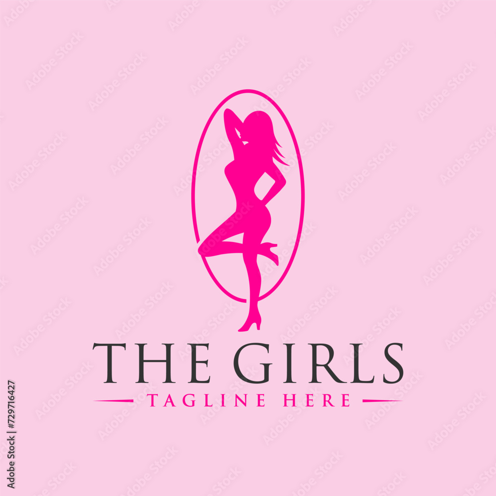 sexy woman illustration logo with letter 4 sexy woman illustration logo with letter 4