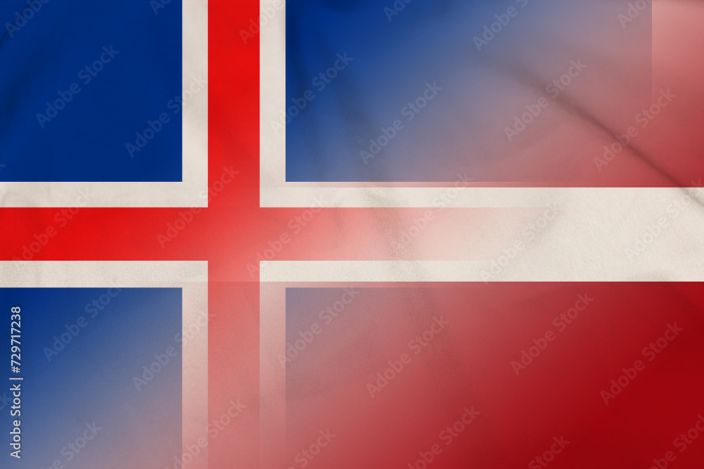 Obraz premium Iceland and Latvia national flag transborder contract LVA ISL